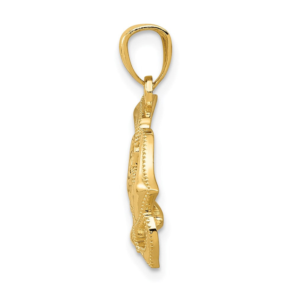 Gold Elegant High Polish Floral Rose Charm Model-K5970 - Charlie & Co. Jewelry