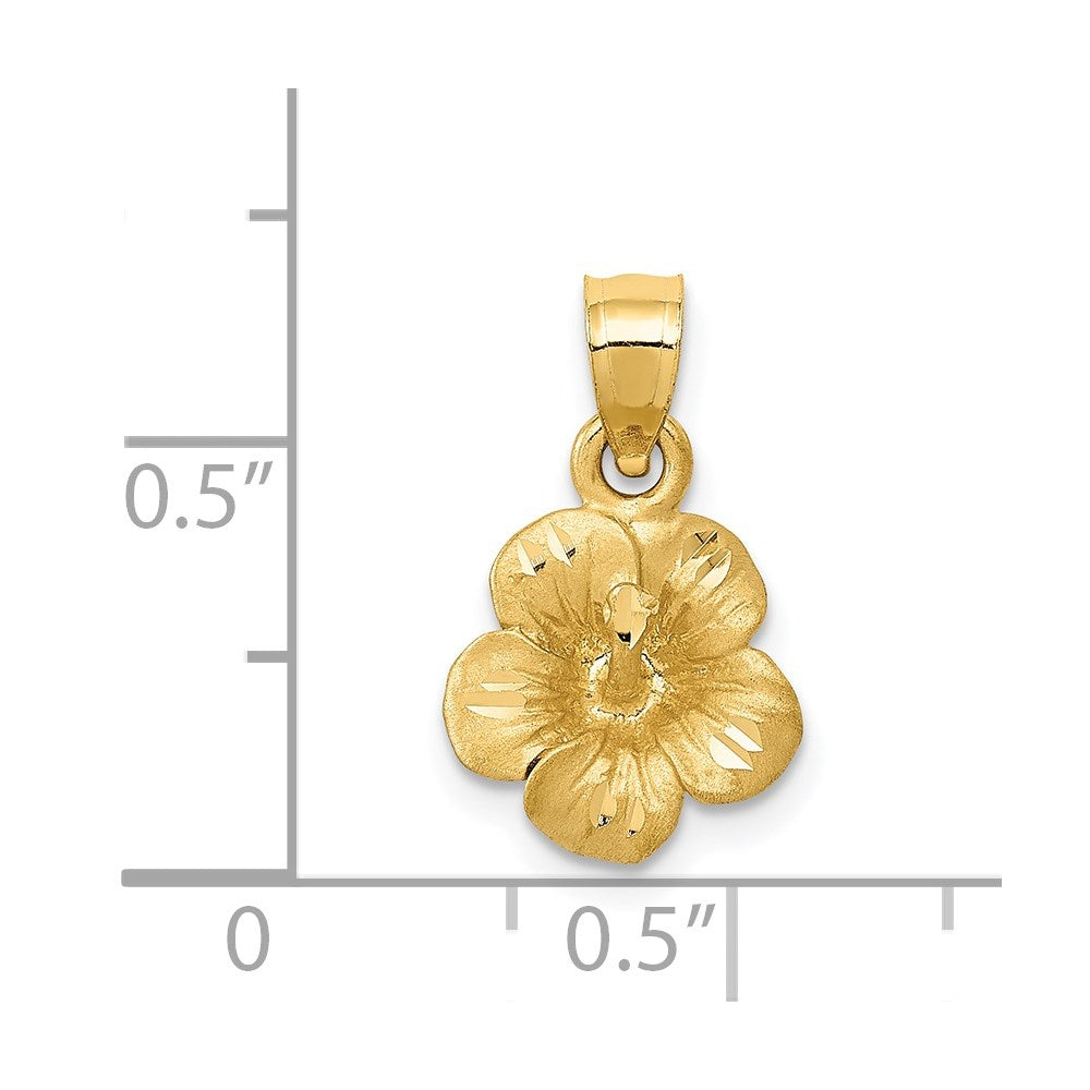 14K Gold Satin Finish Hibiscus Flower Pendant - Charlie & Co. Jewelry