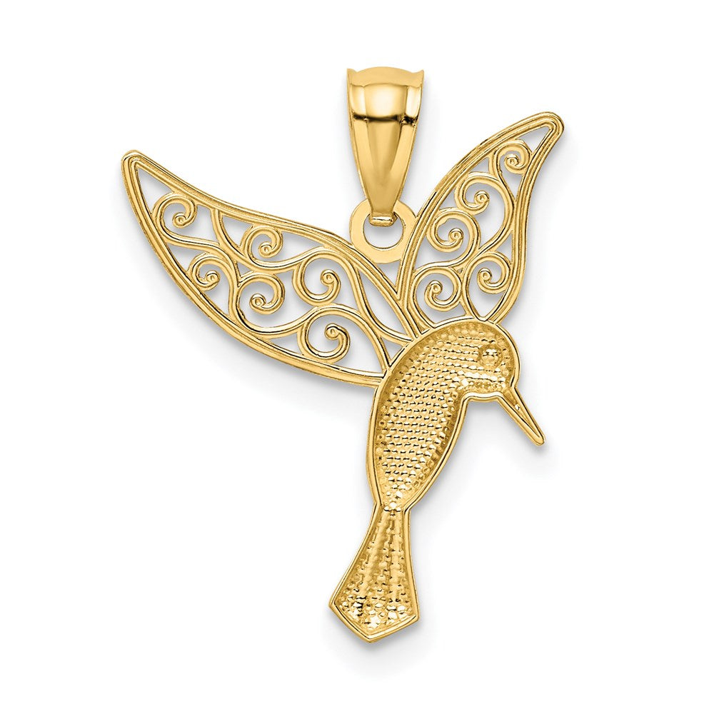 Yellow Gold and White Gold Hummingbird Necklace Pendant Model-K5997 - Charlie & Co. Jewelry