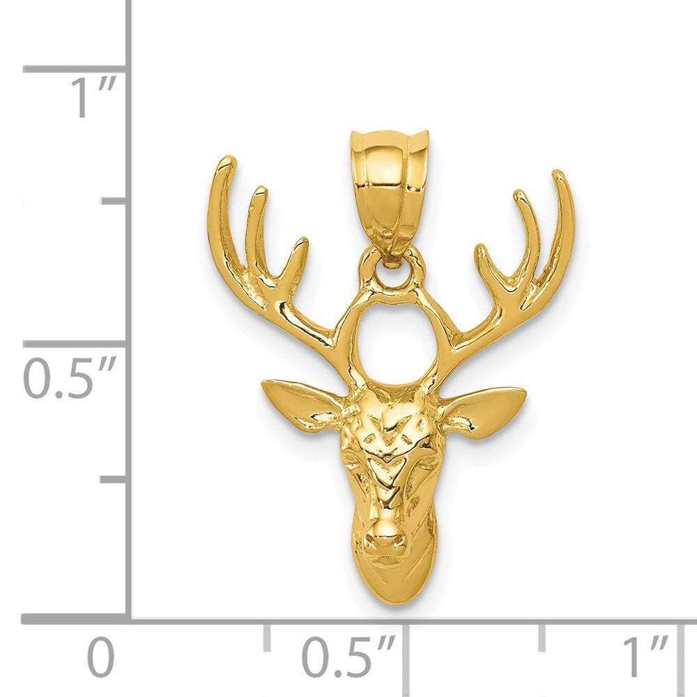 14k Gold Deer Head Necklace Pendant - Charlie & Co. Jewelry