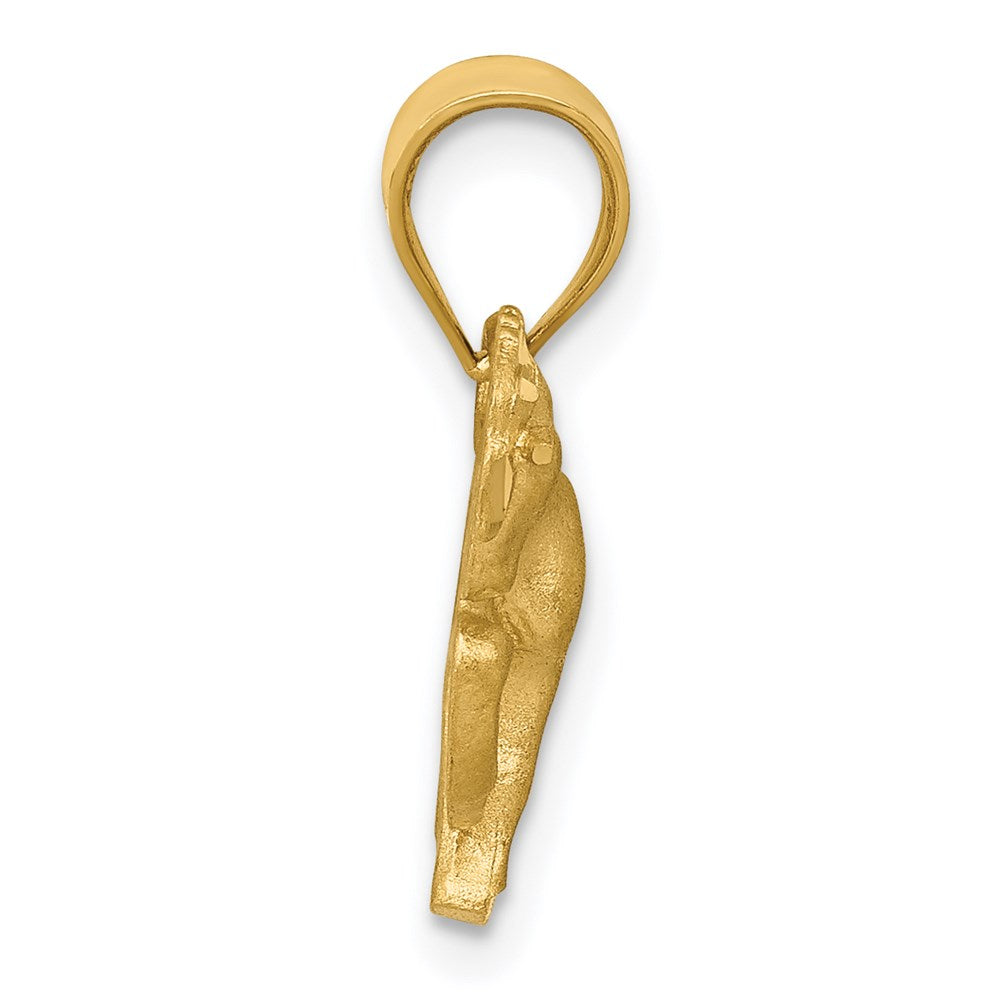 14K Gold Satin and Diamond-Cut Horse Pendant - Charlie & Co. Jewelry