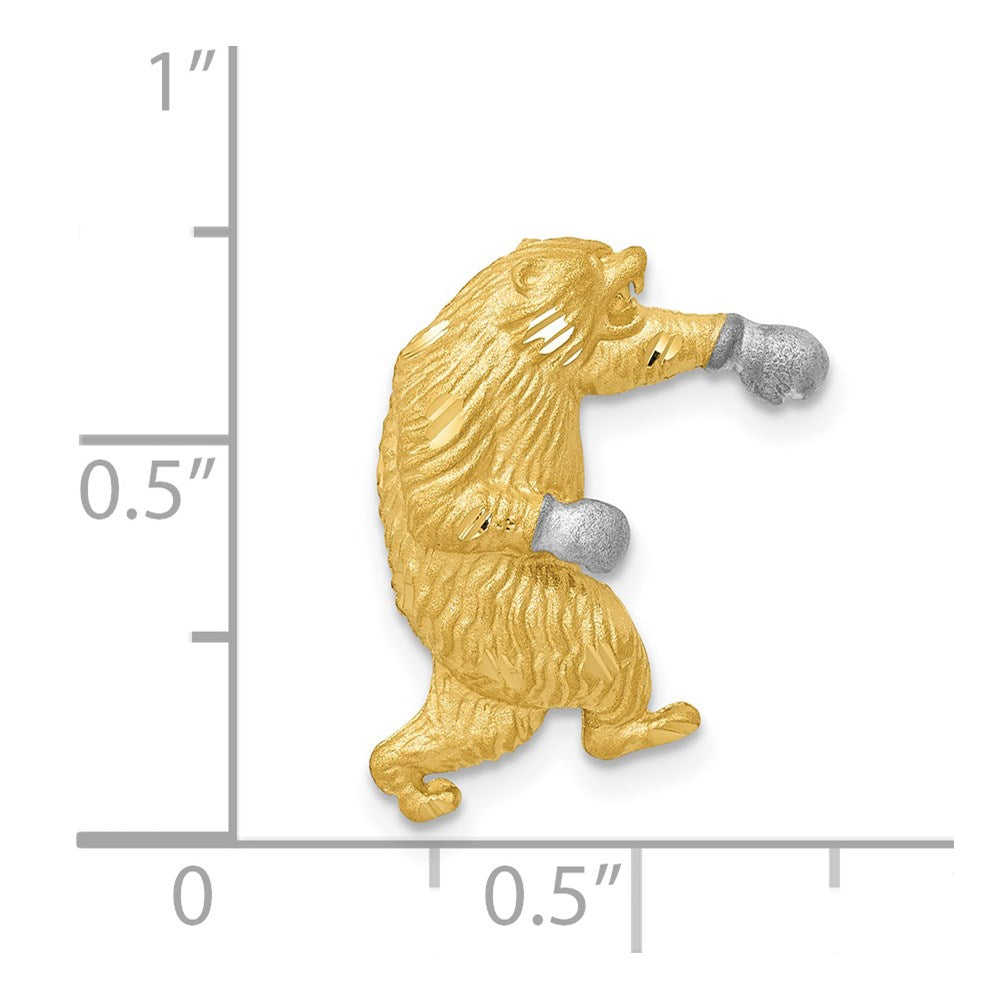 Gold Satin Finish Diamond Cut Boxing Bear Chain Slide - Model K6009 - Charlie & Co. Jewelry