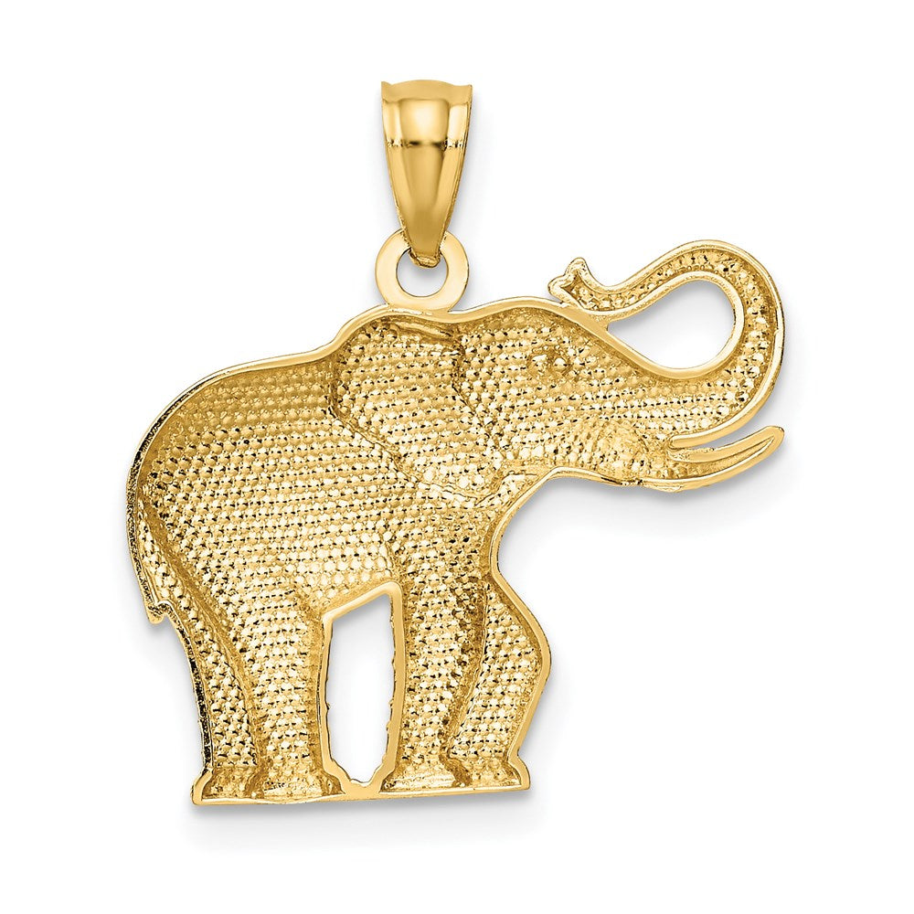 14K Gold Polished Elephant Necklace Pendant - Charlie & Co. Jewelry