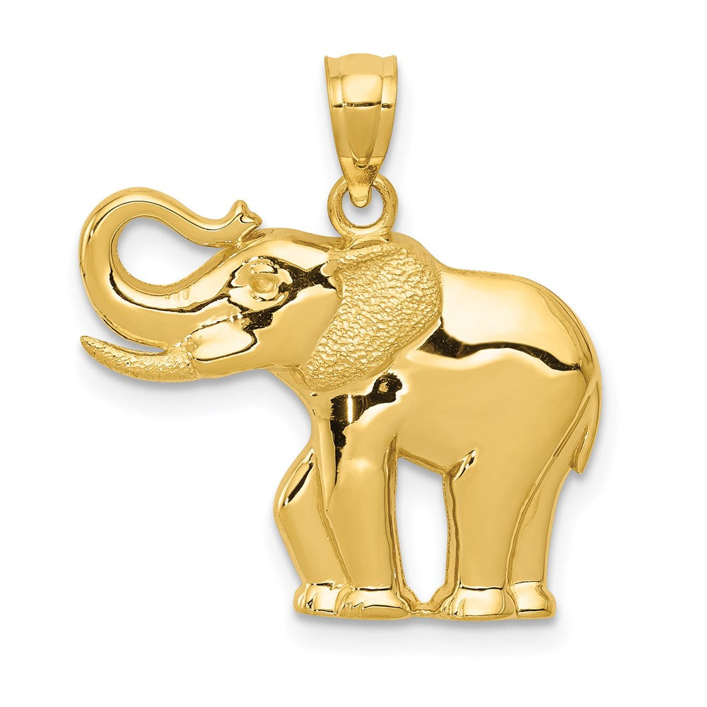14K Gold Polished Elephant Necklace Pendant - Charlie & Co. Jewelry
