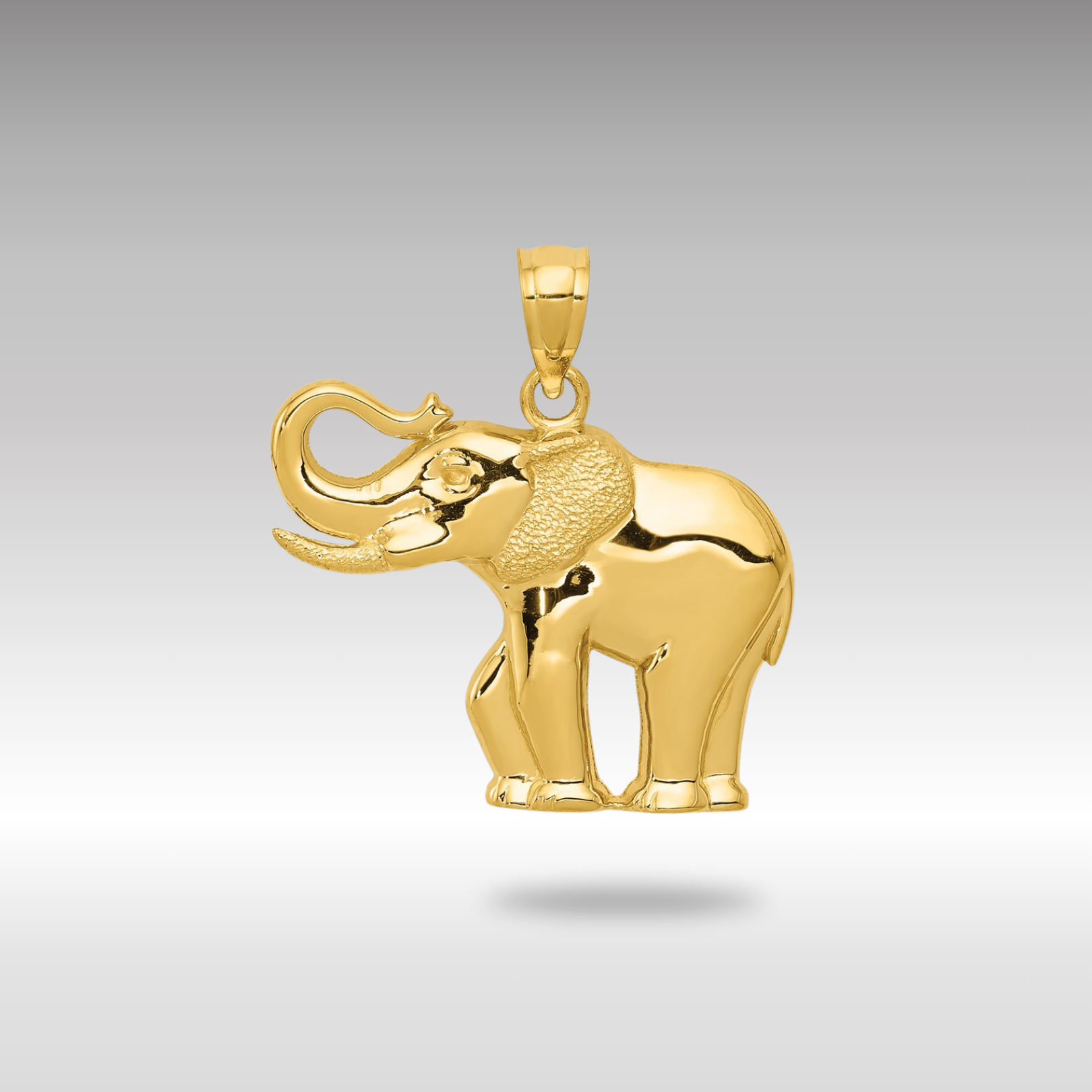 Gold Polished Elephant Necklace Pendant Model-6012 - Charlie & Co. Jewelry