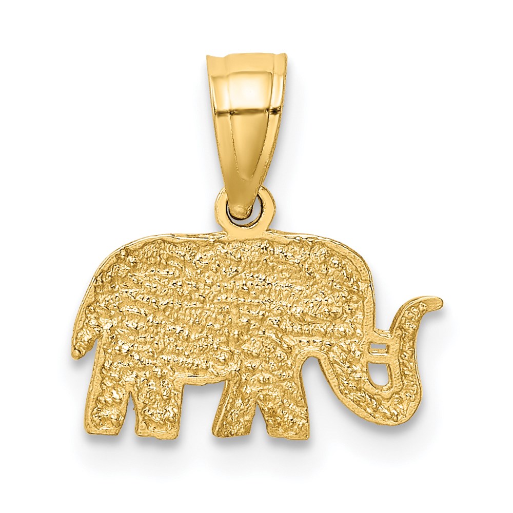 14K Gold Polished Elephant Necklace Pendant - Charlie & Co. Jewelry