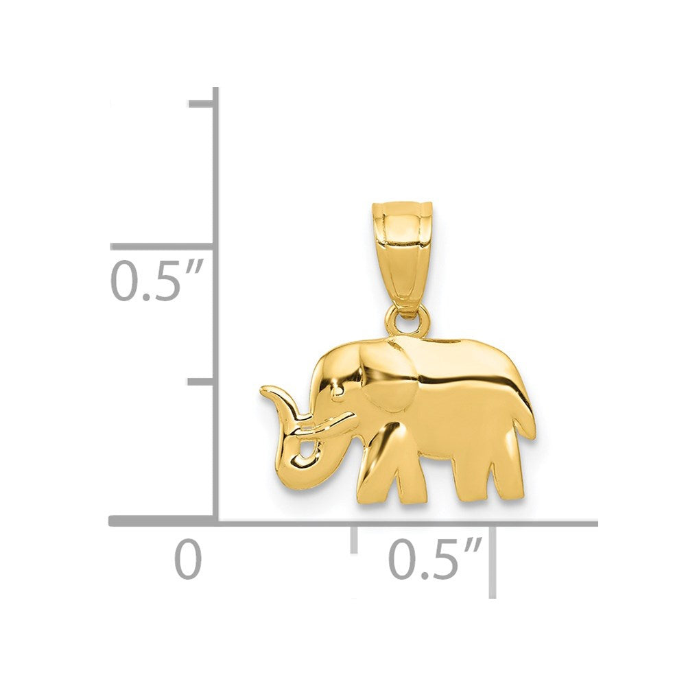 14K Gold Polished Elephant Necklace Pendant - Charlie & Co. Jewelry