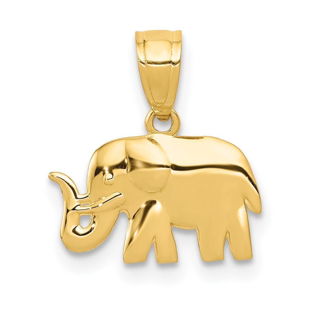 14K Gold Polished Elephant Necklace Pendant - Charlie & Co. Jewelry