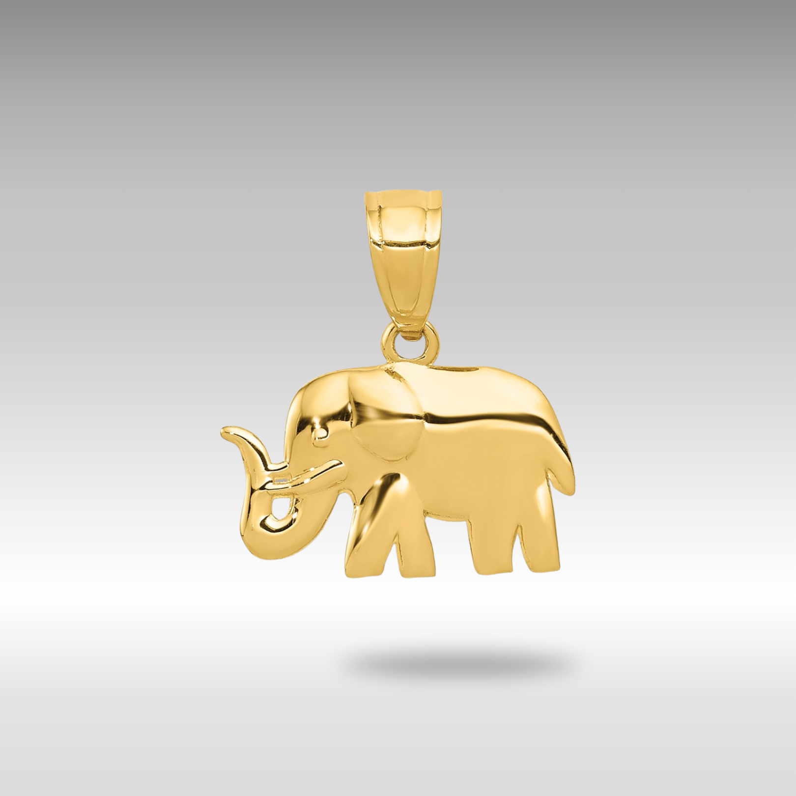 Gold Polished Elephant Necklace Pendant - Charlie & Co. Jewelry