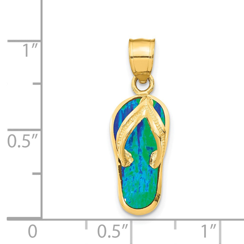 14K Gold Polished 3D Flip Flop Pendant - Charlie & Co. Jewelry