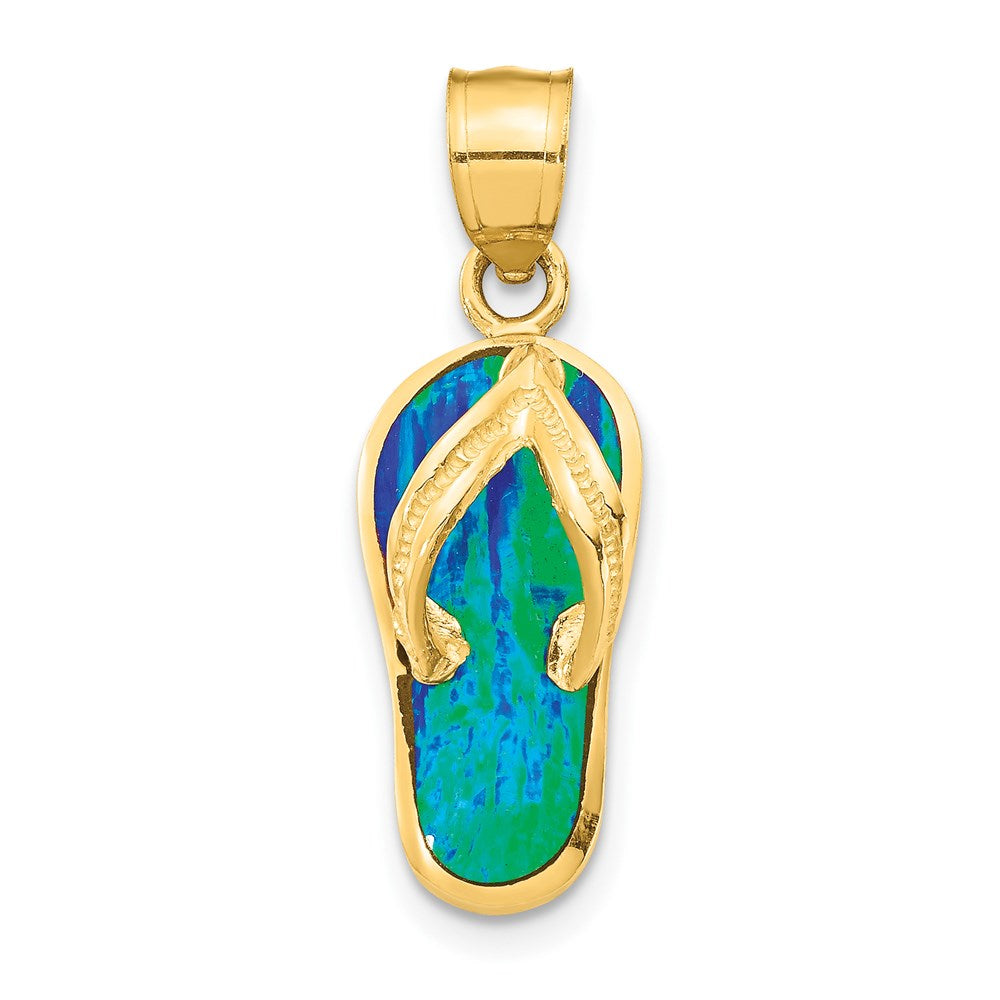 14K Gold Polished 3D Flip Flop Pendant - Charlie & Co. Jewelry