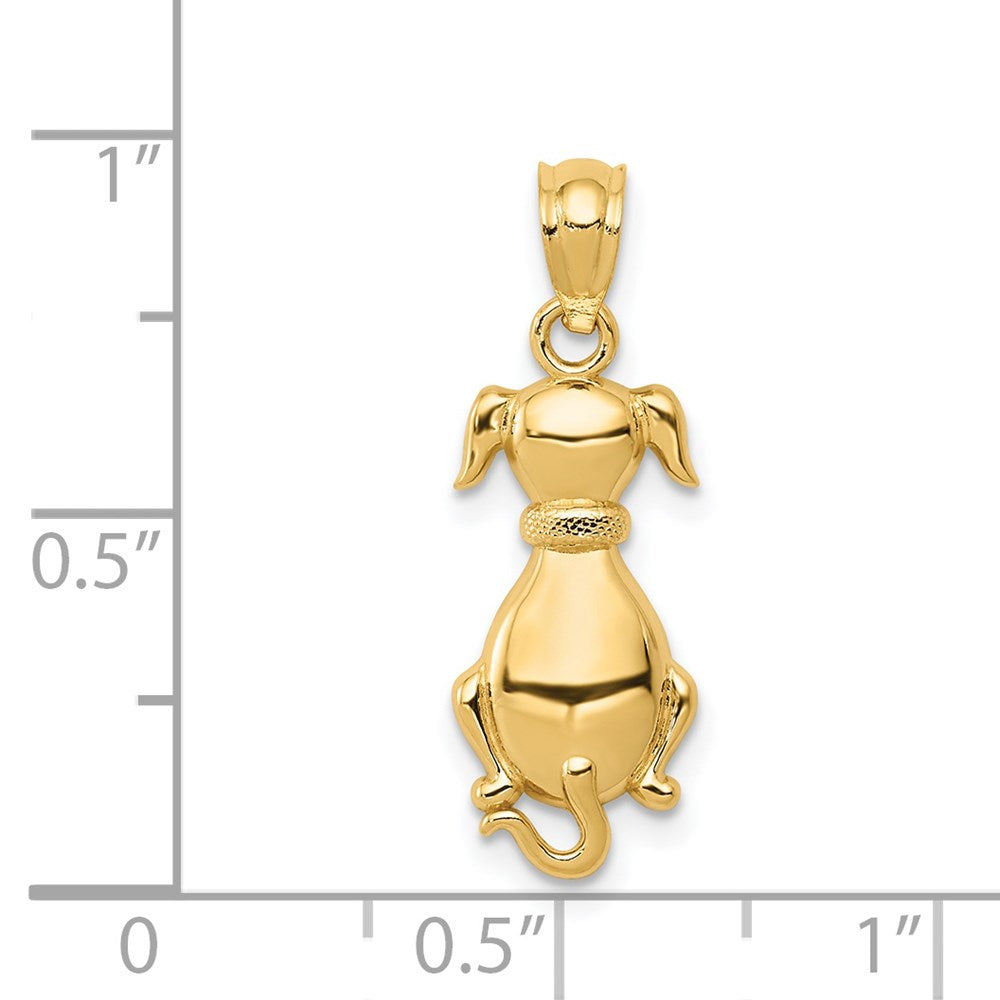 14K Gold Polished Sitting Dog Pendant - Charlie & Co. Jewelry