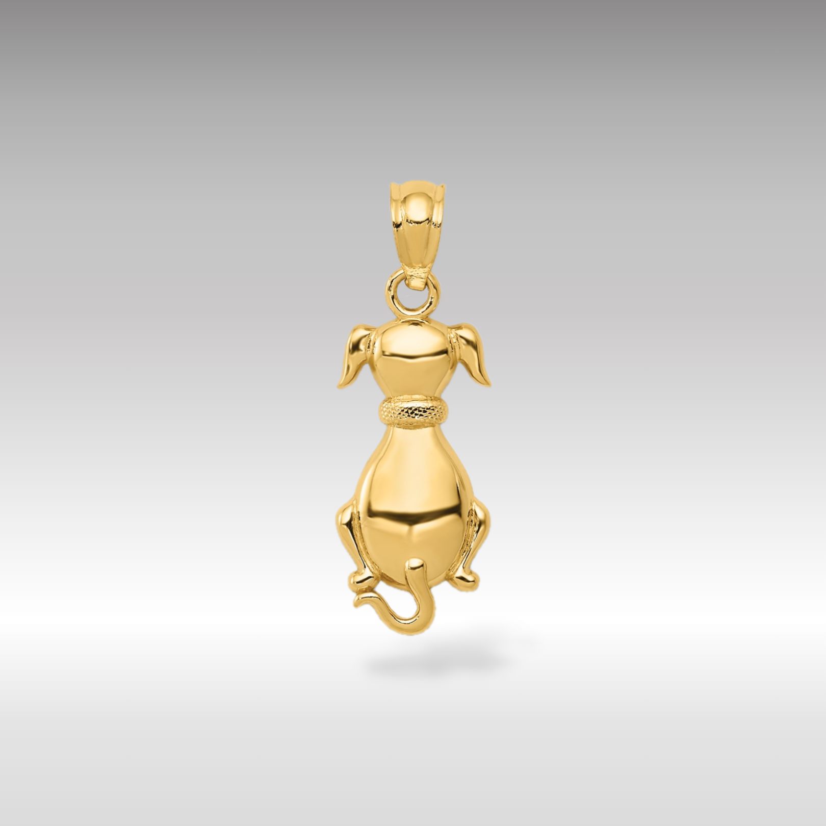 14K Gold Polished Sitting Dog Pendant - Charlie & Co. Jewelry