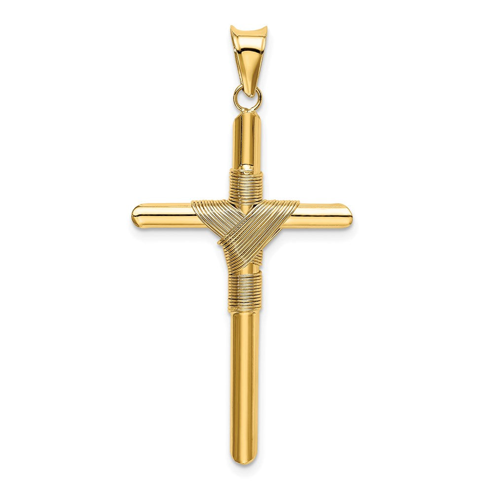 Charlie & Co Jewelry | 14k Polished W/center Wrap Tube Cross Pendant - Model K6188