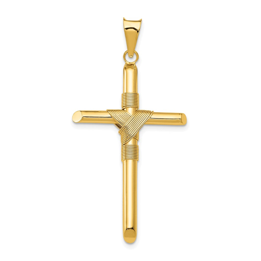 Charlie & Co Jewelry | 14k Polished W/center Wrap Tube Cross Pendant - Model K6188