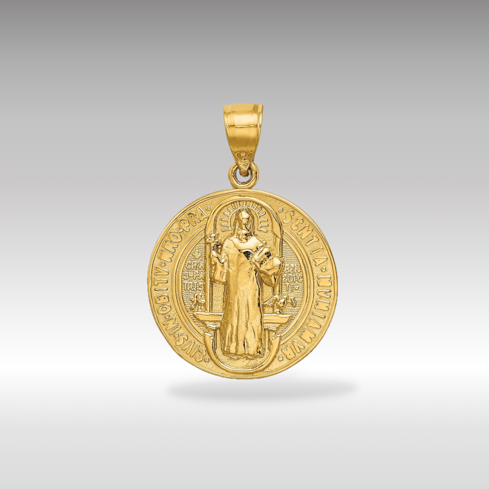 14K Gold San Benito 2-Sided Round Pendant - Charlie & Co. Jewelry