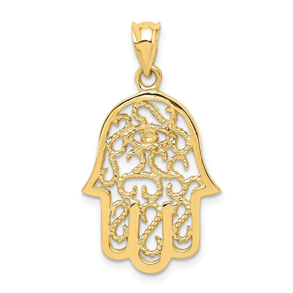Charlie & Co Jewelry | 14k Polished Filigree Hamsa Pendant - Model K6378