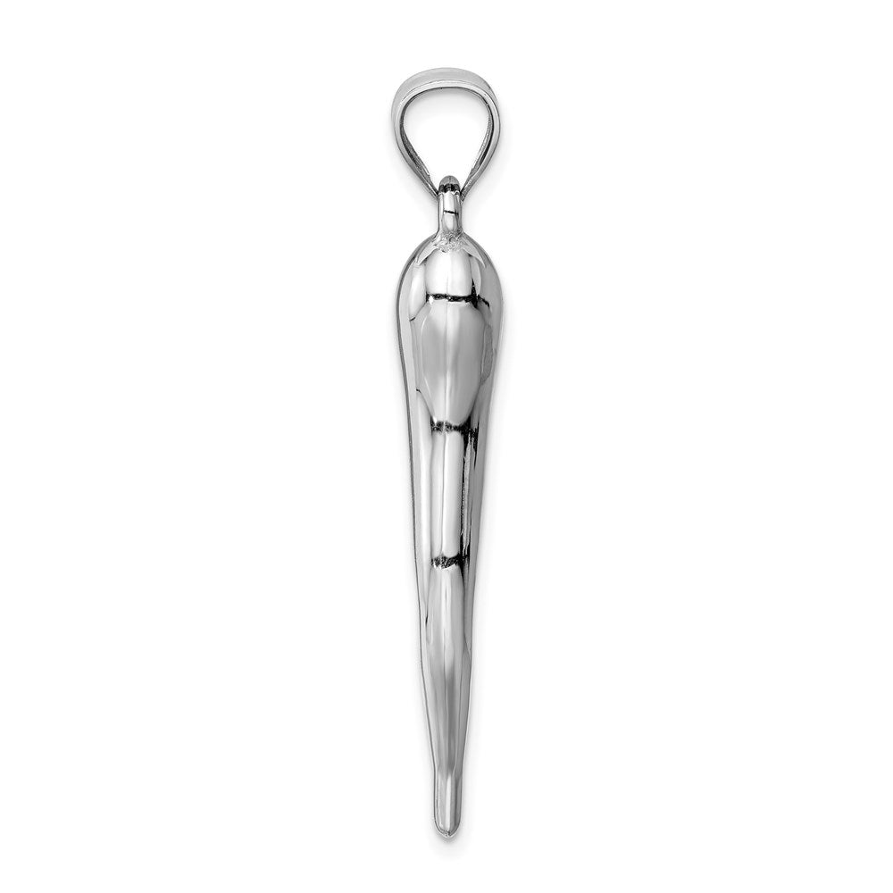 White Gold Extra Large 3D Italian Horn Charm Model-K6385 - Charlie & Co. Jewelry