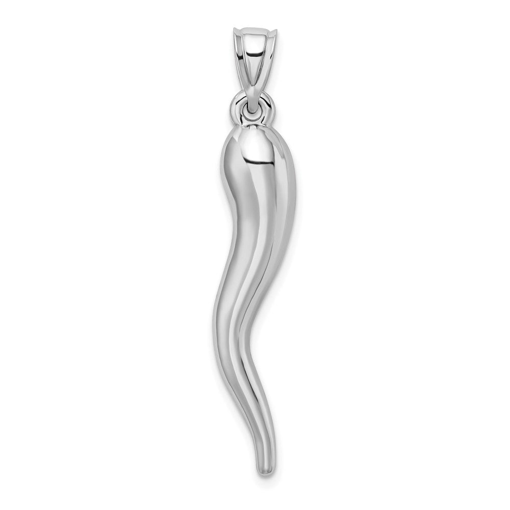 White Gold Extra Large 3D Italian Horn Charm Model-K6385 - Charlie & Co. Jewelry