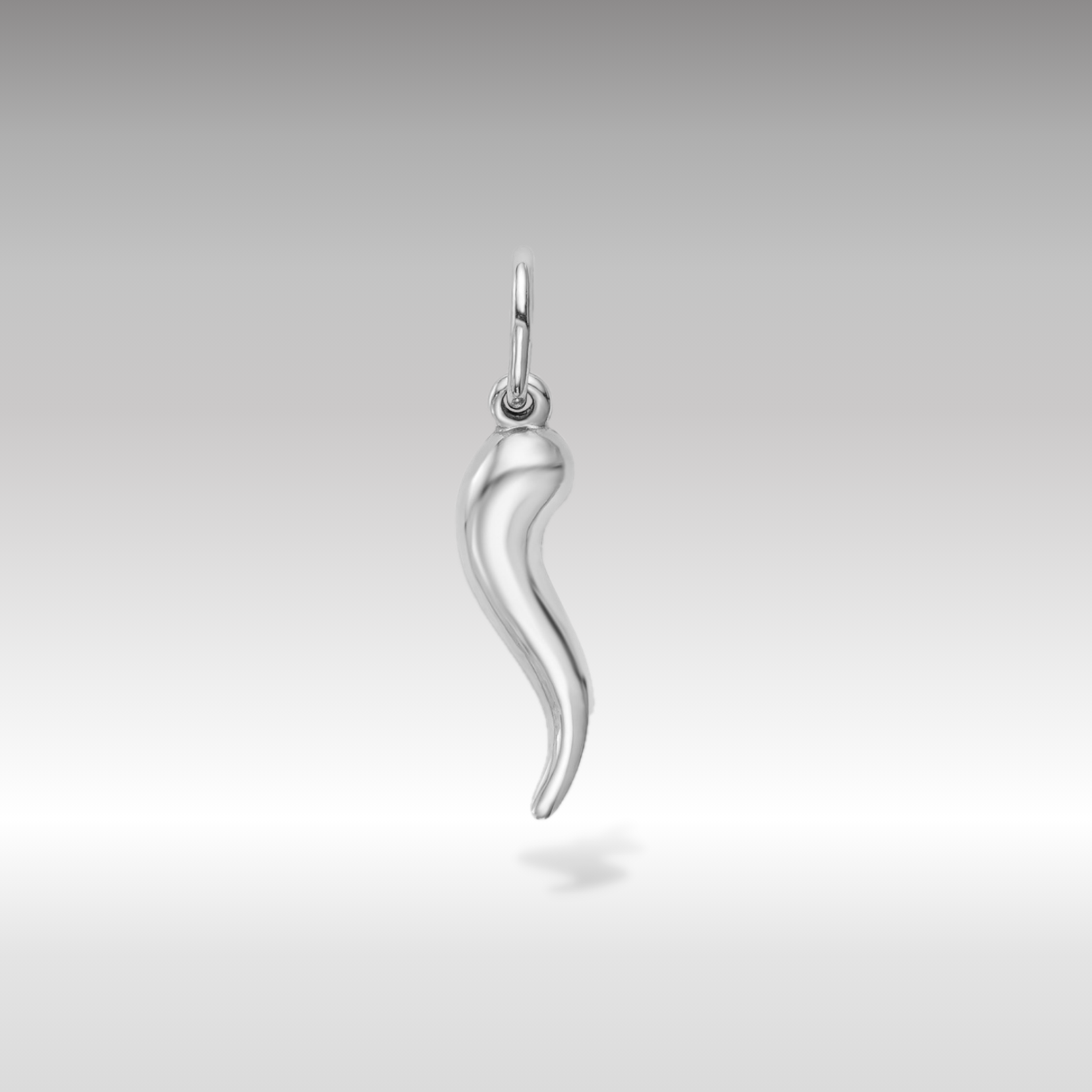 14K White Gold Small 3D Italian Horn Charm - Charlie & Co. Jewelry