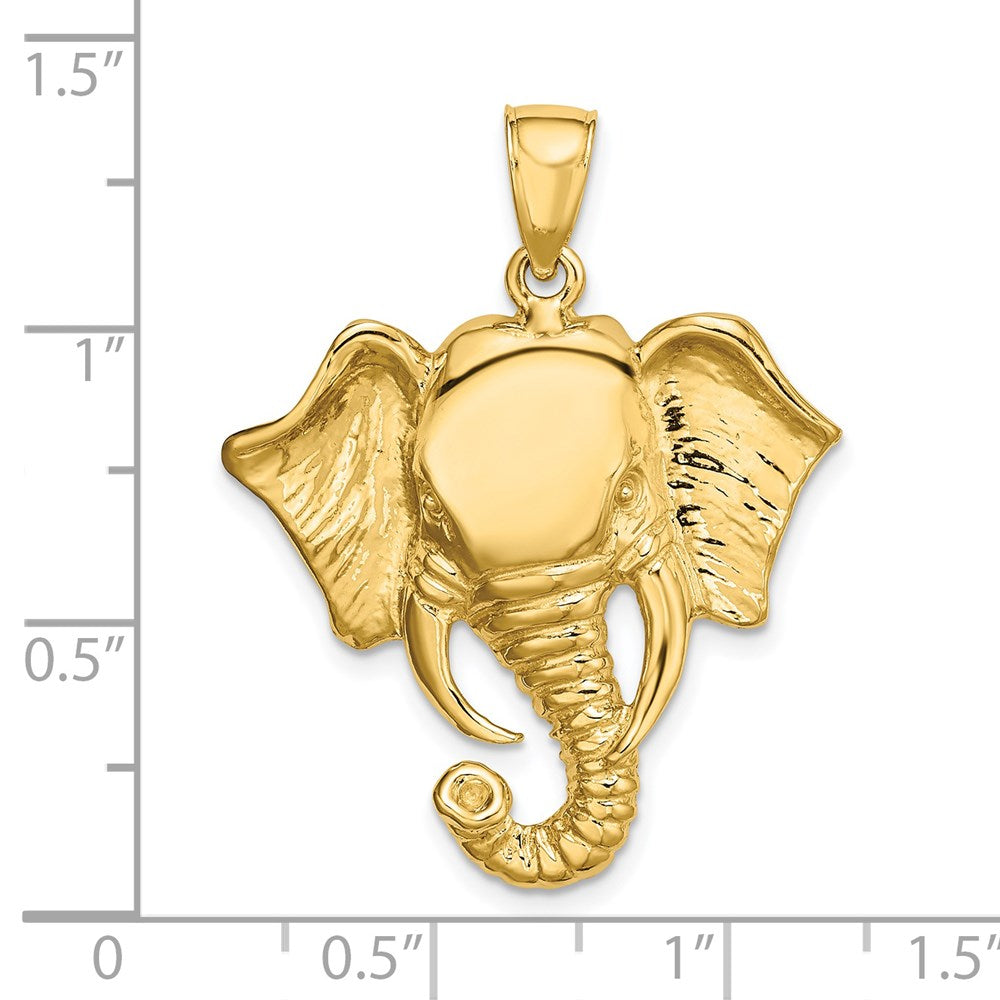 14K Gold Large Elephant Head Charm - Charlie & Co. Jewelry