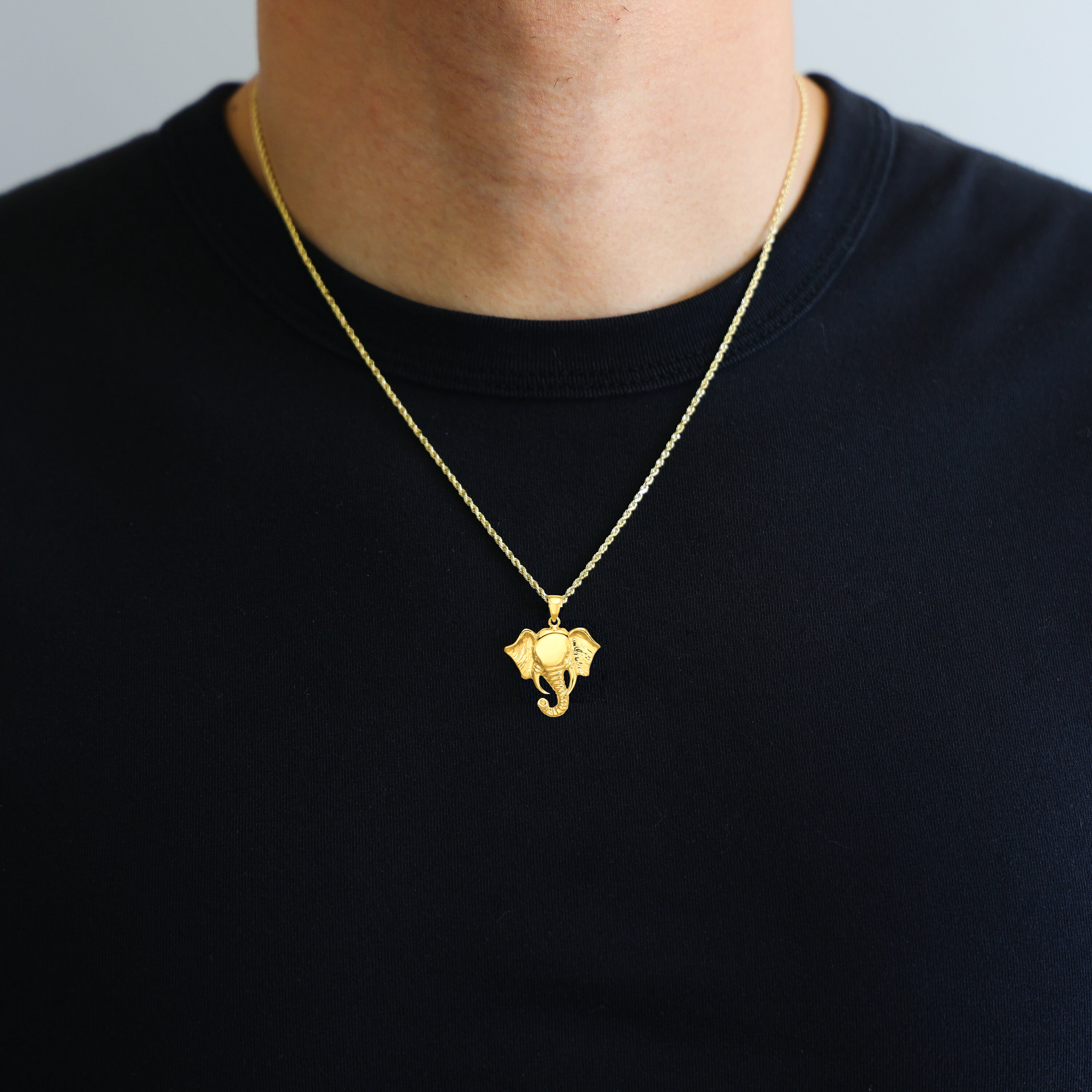 Gold Large Elephant Head Charm Model-K6449 - Charlie & Co. Jewelry