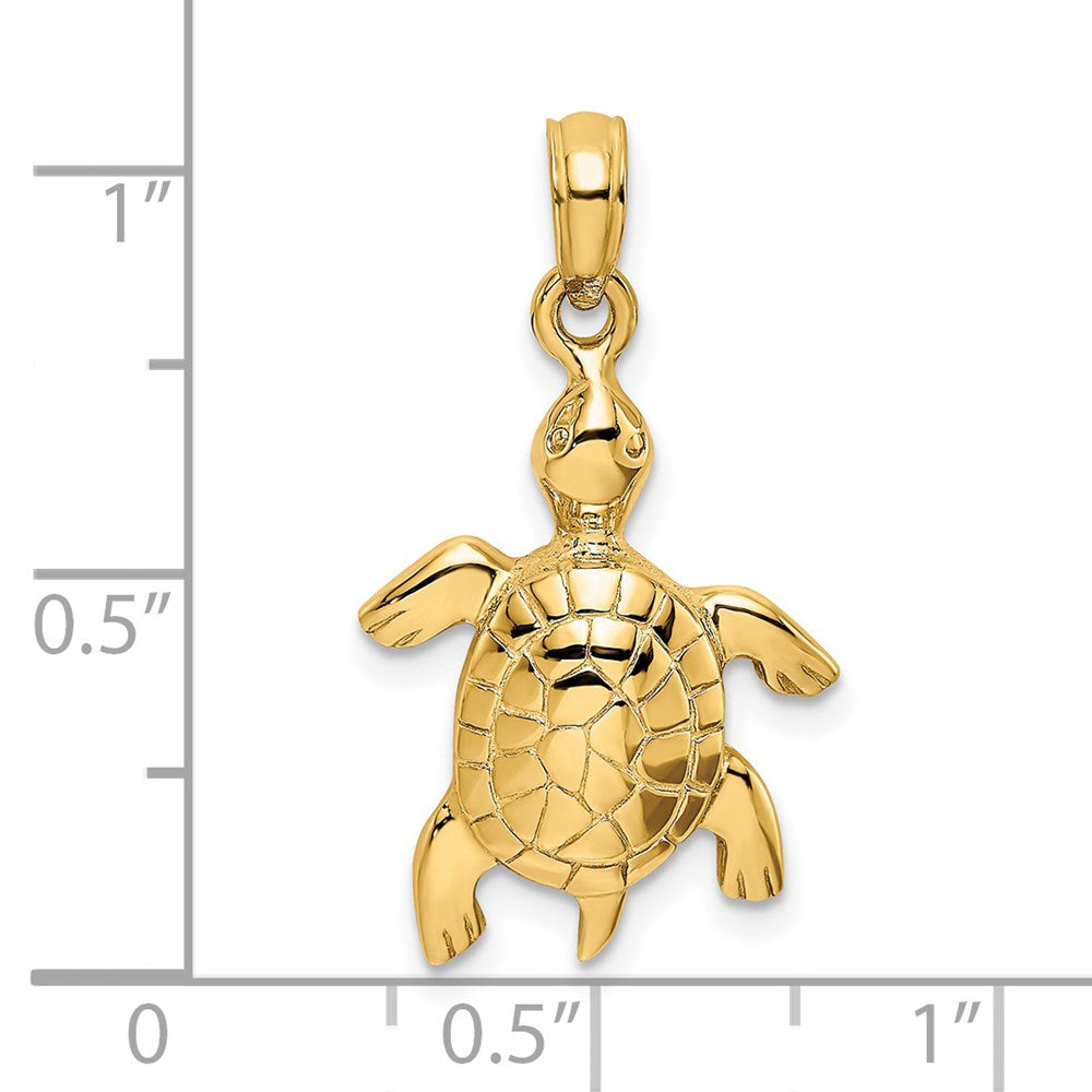 14K Gold Polished Turtle Charm - Charlie & Co. Jewelry