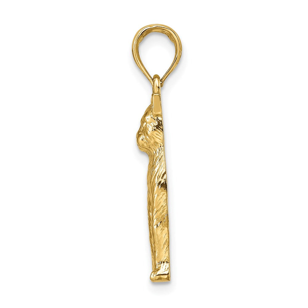 14K Gold Textured Sitting Cat Pendant - Charlie & Co. Jewelry