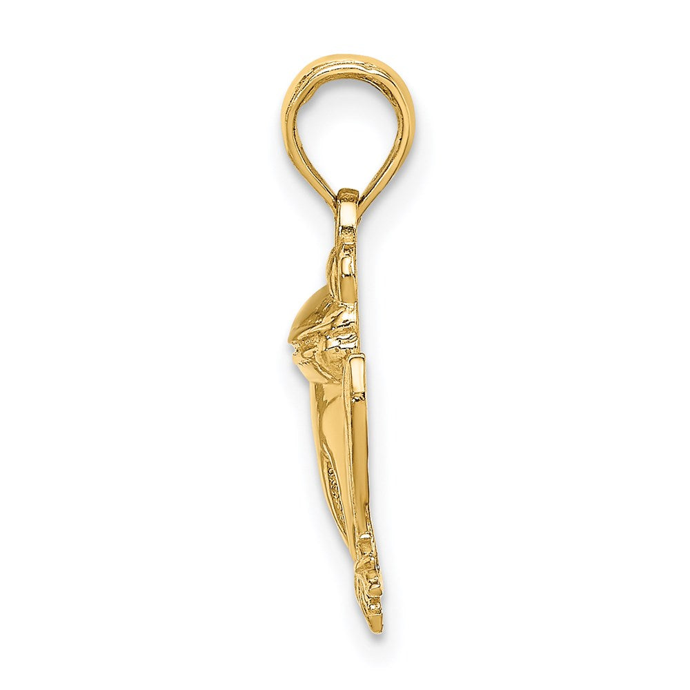 14K Textured Sitting Frog Pendant - Charlie & Co. Jewelry
