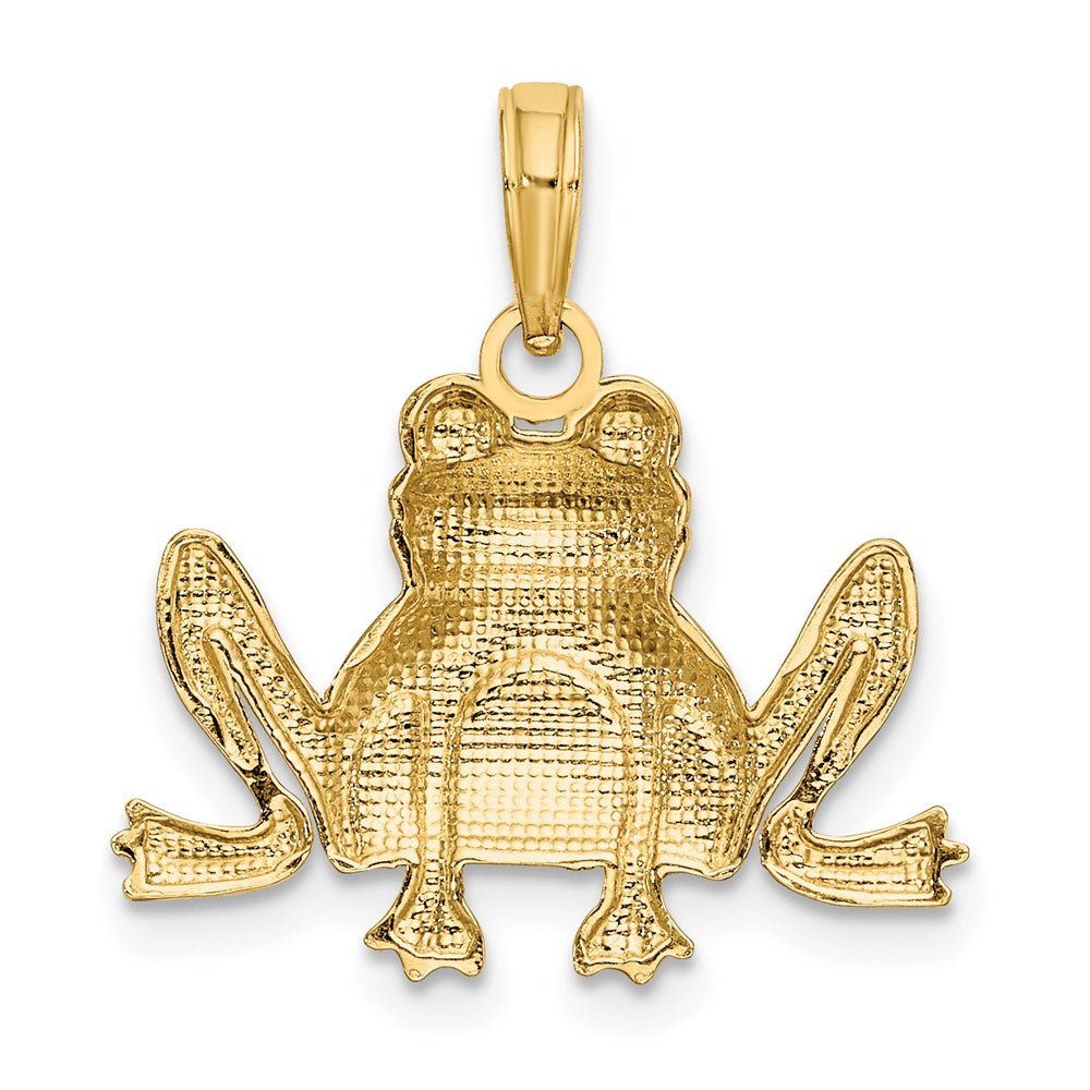 14K Textured Sitting Frog Pendant - Charlie & Co. Jewelry