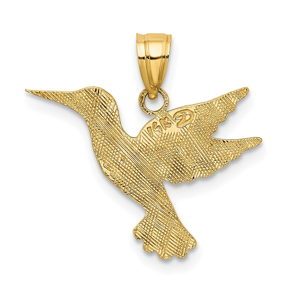 Gold Polished Hummingbird Necklace Pendant Model-K6476 - Charlie & Co. Jewelry