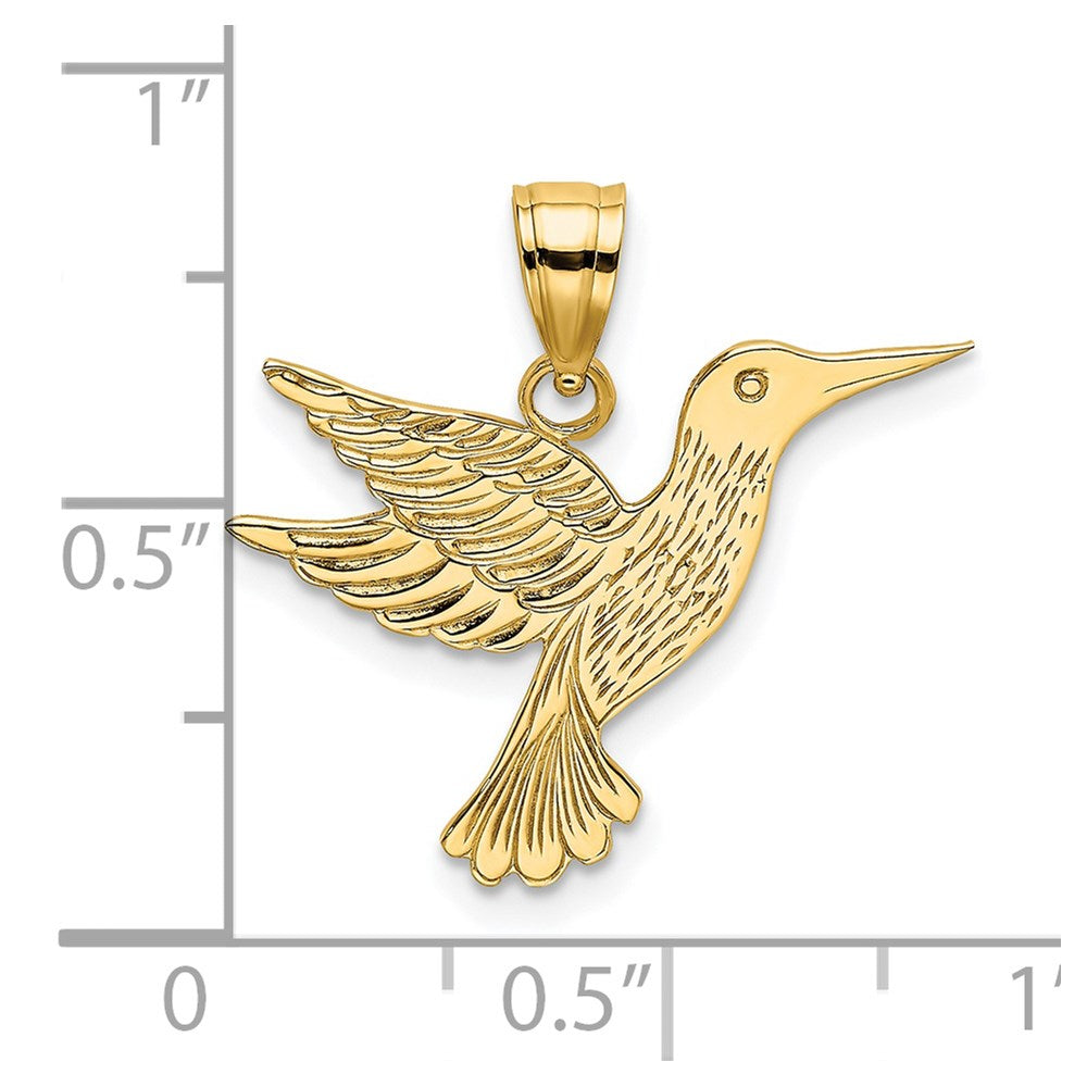 Gold Polished Hummingbird Necklace Pendant Model-K6476 - Charlie & Co. Jewelry
