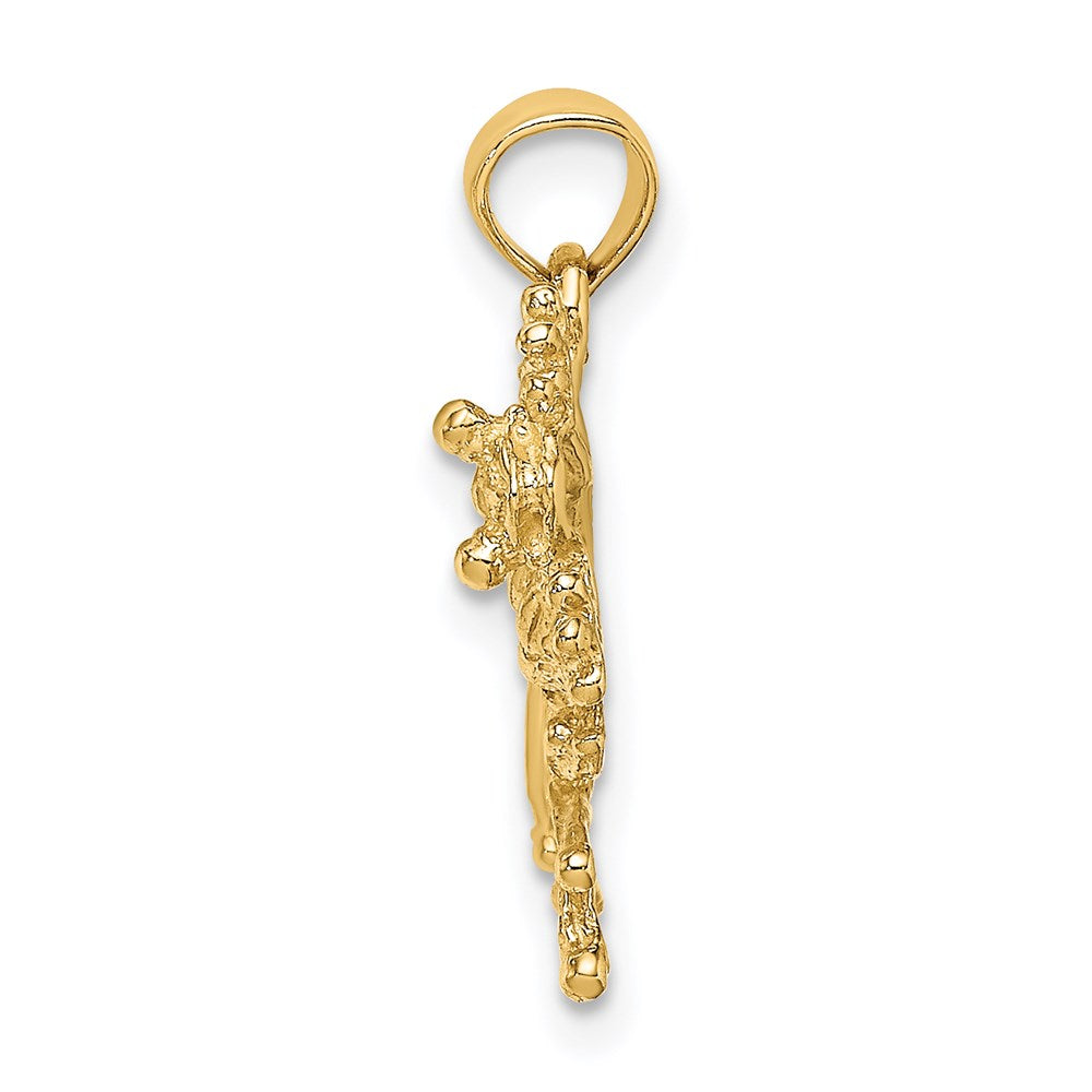 14K Gold Textured Frog Charm - Charlie & Co. Jewelry