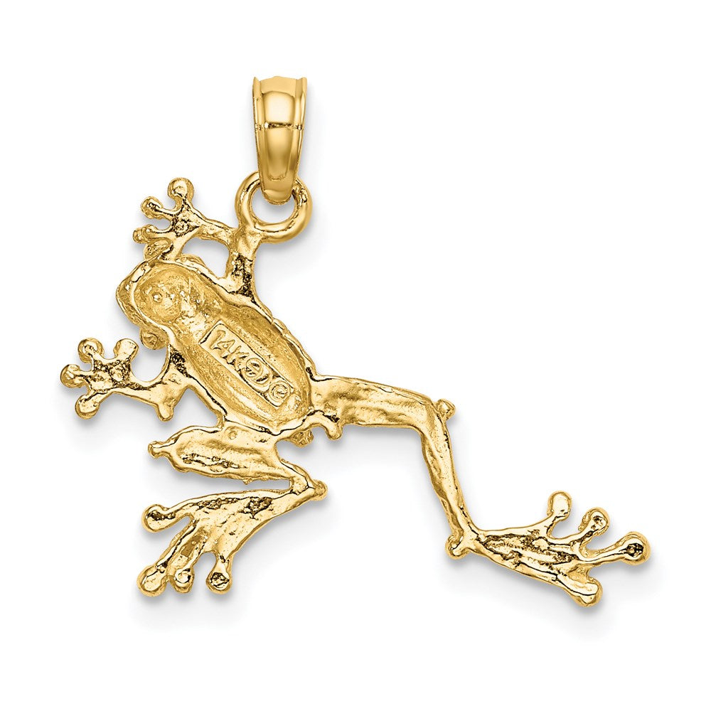 14K Gold Textured Frog Charm - Charlie & Co. Jewelry