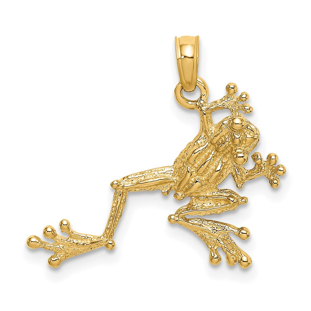 14K Gold Textured Frog Charm - Charlie & Co. Jewelry