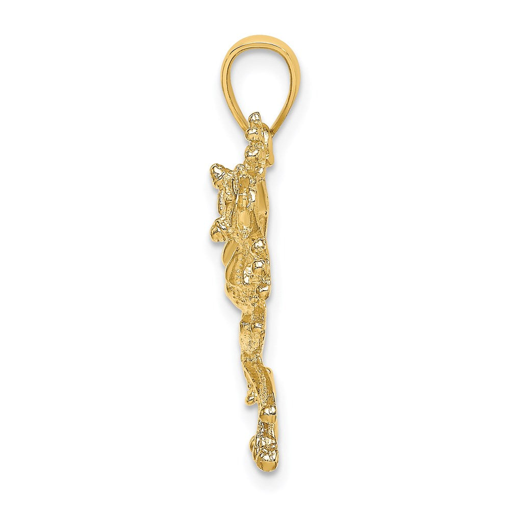 14K Gold 2D Textured Frog Charm - Charlie & Co. Jewelry