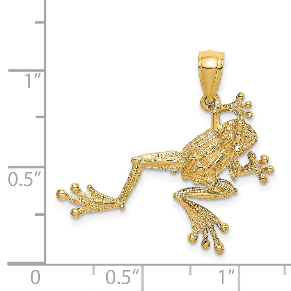 14K Gold 2D Textured Frog Charm - Charlie & Co. Jewelry