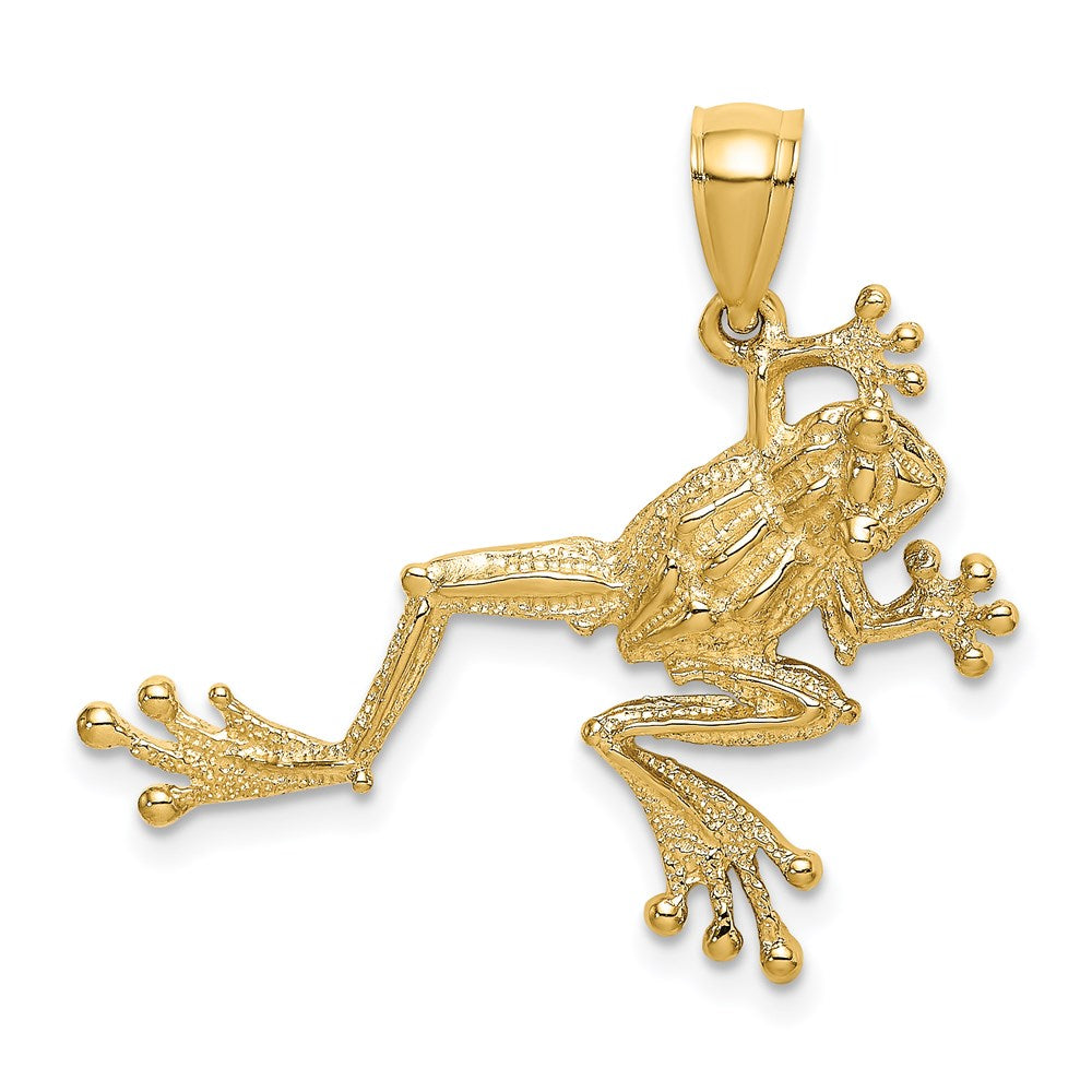 14K Gold 2D Textured Frog Charm - Charlie & Co. Jewelry