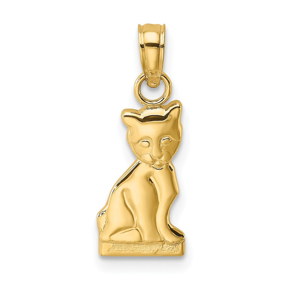 14k Gold Mini Sitting Kitten Necklace Pendant - Charlie & Co. Jewelry