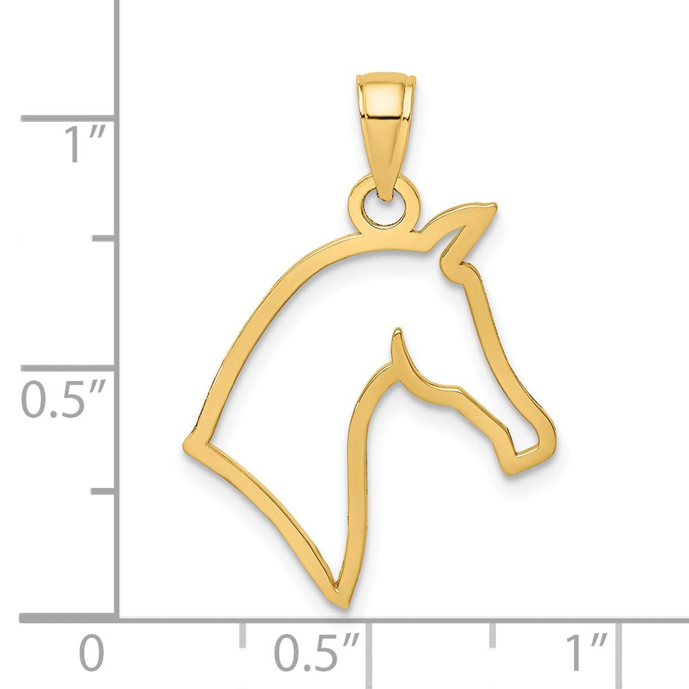 14K Gold Cut-Out Horse Head Profile Pendant - Charlie & Co. Jewelry