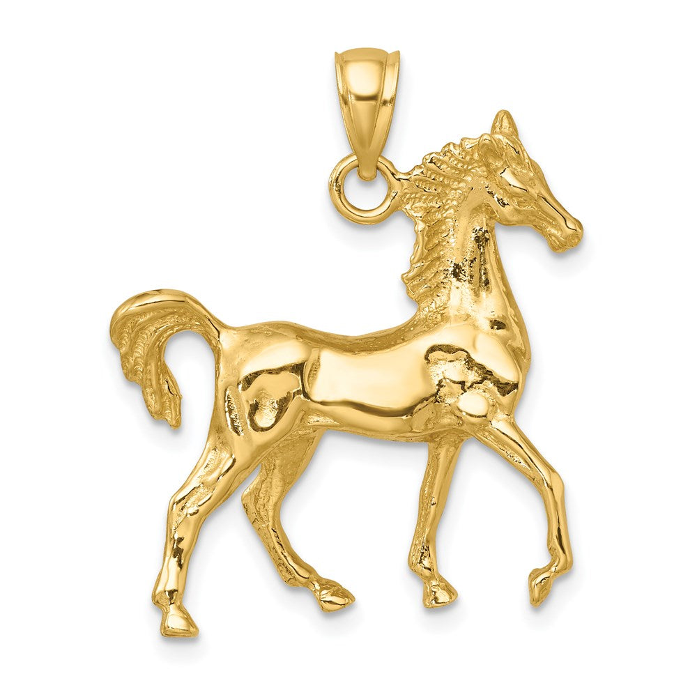 14K Gold 3D Polished Horse Pendant - Charlie & Co. Jewelry