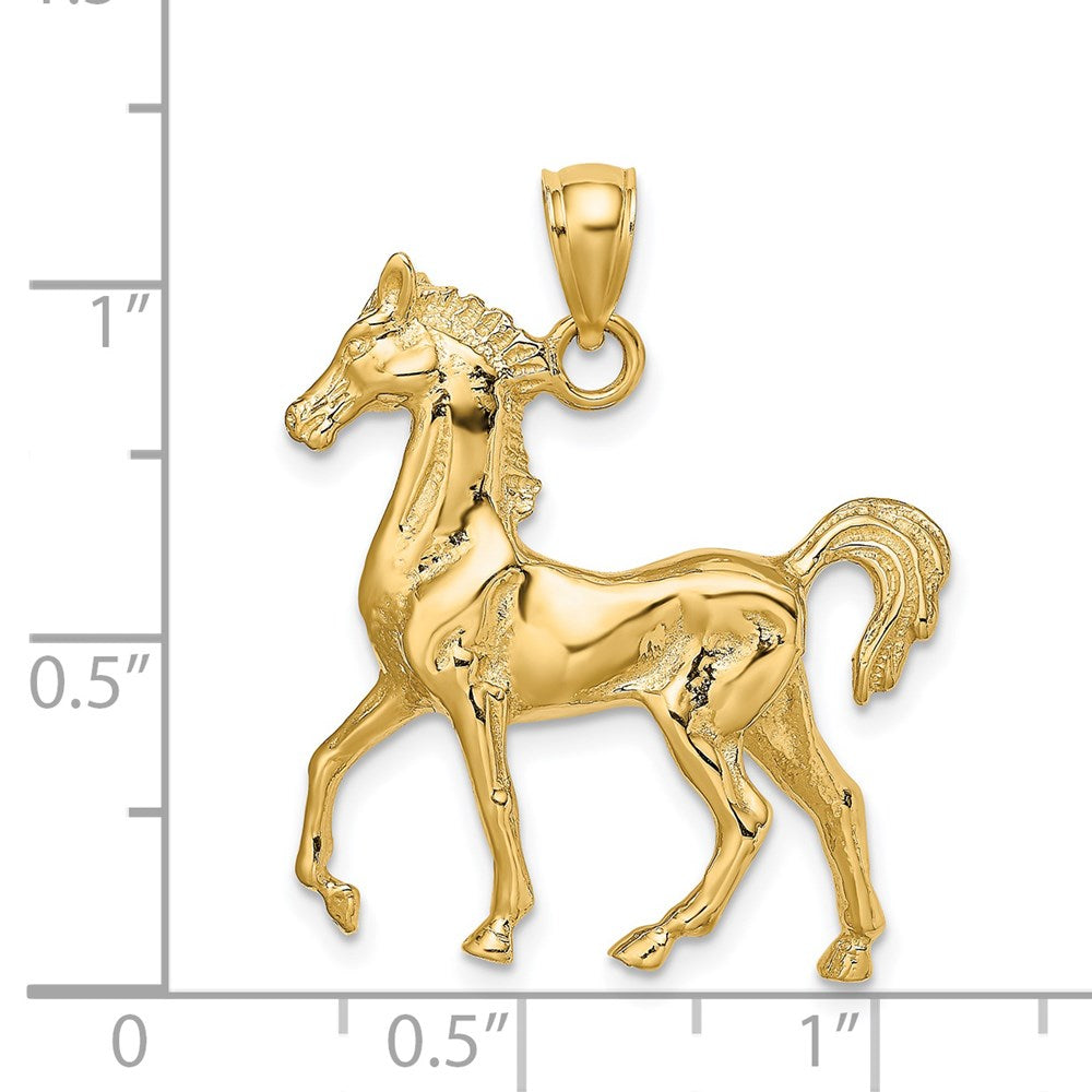 14K Gold 3D Polished Horse Pendant - Charlie & Co. Jewelry