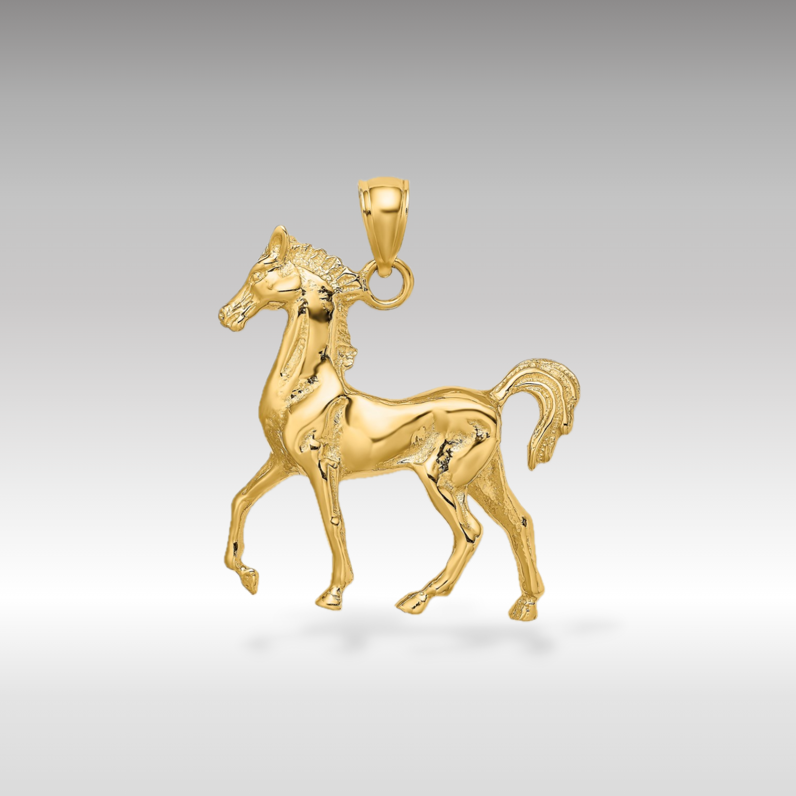 14K Gold 3D Polished Horse Pendant - Charlie & Co. Jewelry