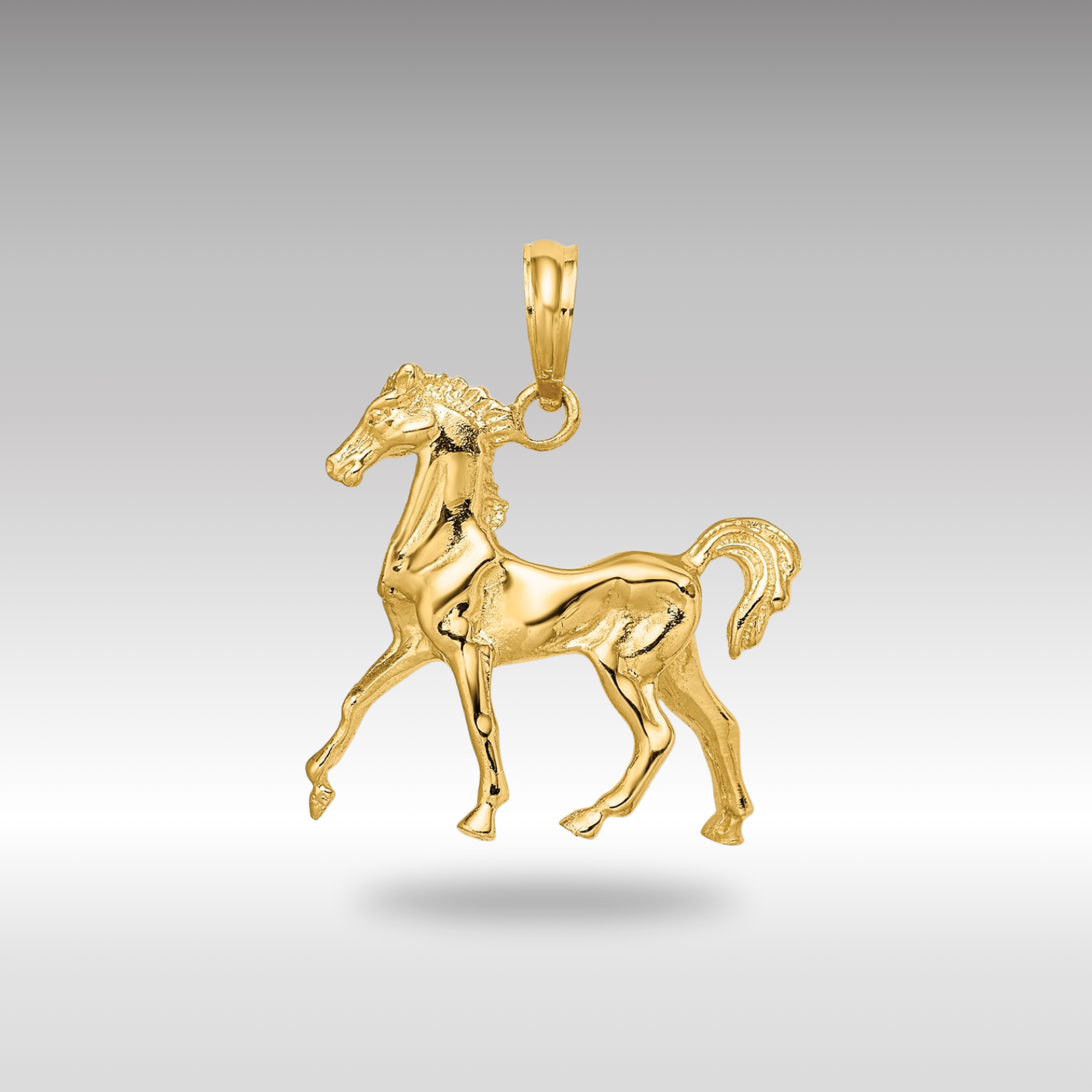 Gold 3-D Horse Charm Necklace - Model K6512 - Charlie & Co. Jewelry