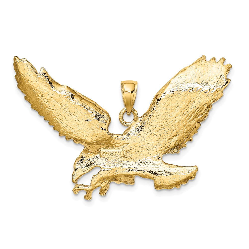 Gold Large Eagle with Beak Touching Claws Charm Necklace - Model K6514 - Charlie & Co. Jewelry