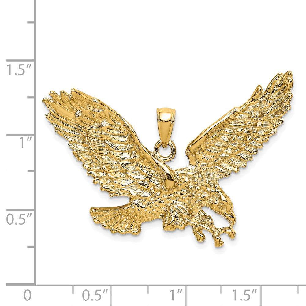 Gold Large Eagle with Beak Touching Claws Charm Necklace - Model K6514 - Charlie & Co. Jewelry