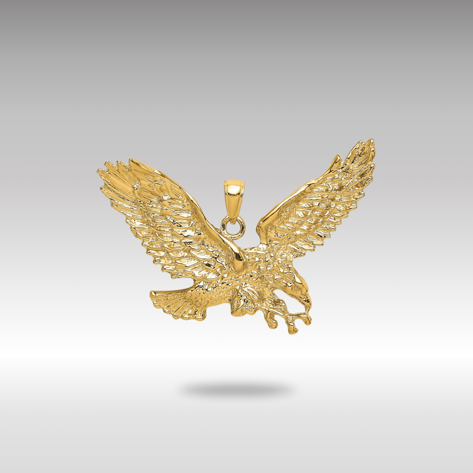 Gold Large Eagle with Beak Touching Claws Charm Necklace - Model K6514 - Charlie & Co. Jewelry