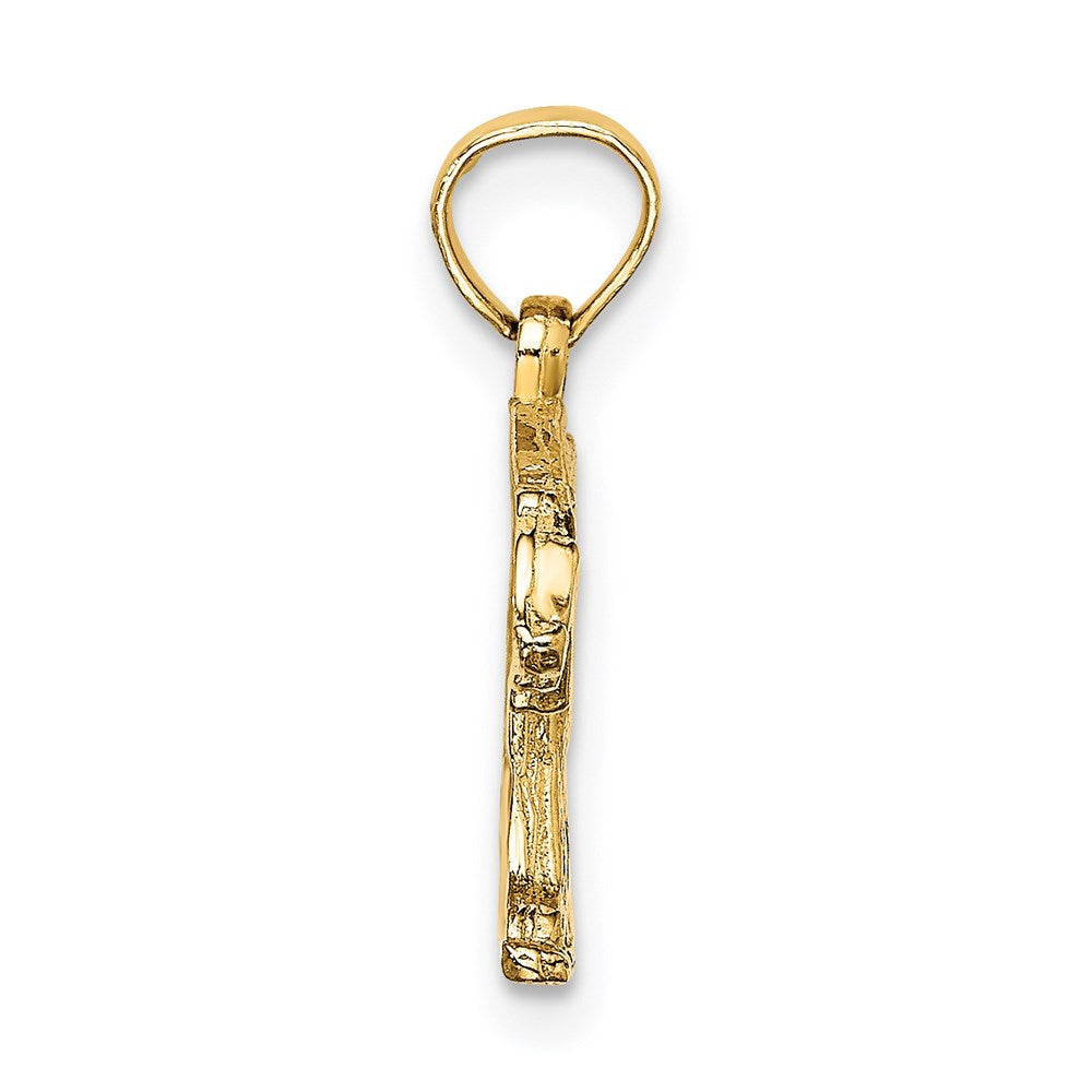 14K Gold Textured Bear Pendant - Charlie & Co. Jewelry