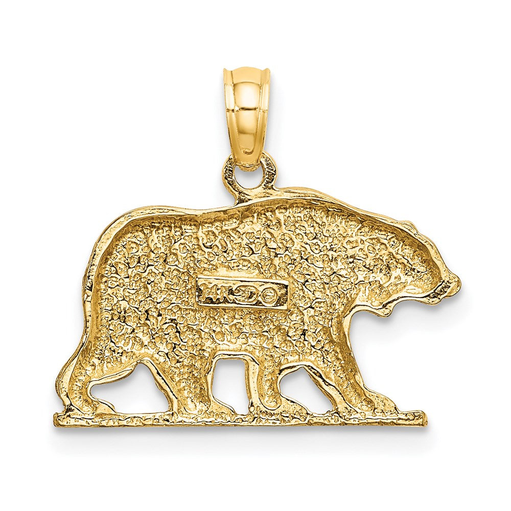 14K Gold Textured Bear Pendant - Charlie & Co. Jewelry