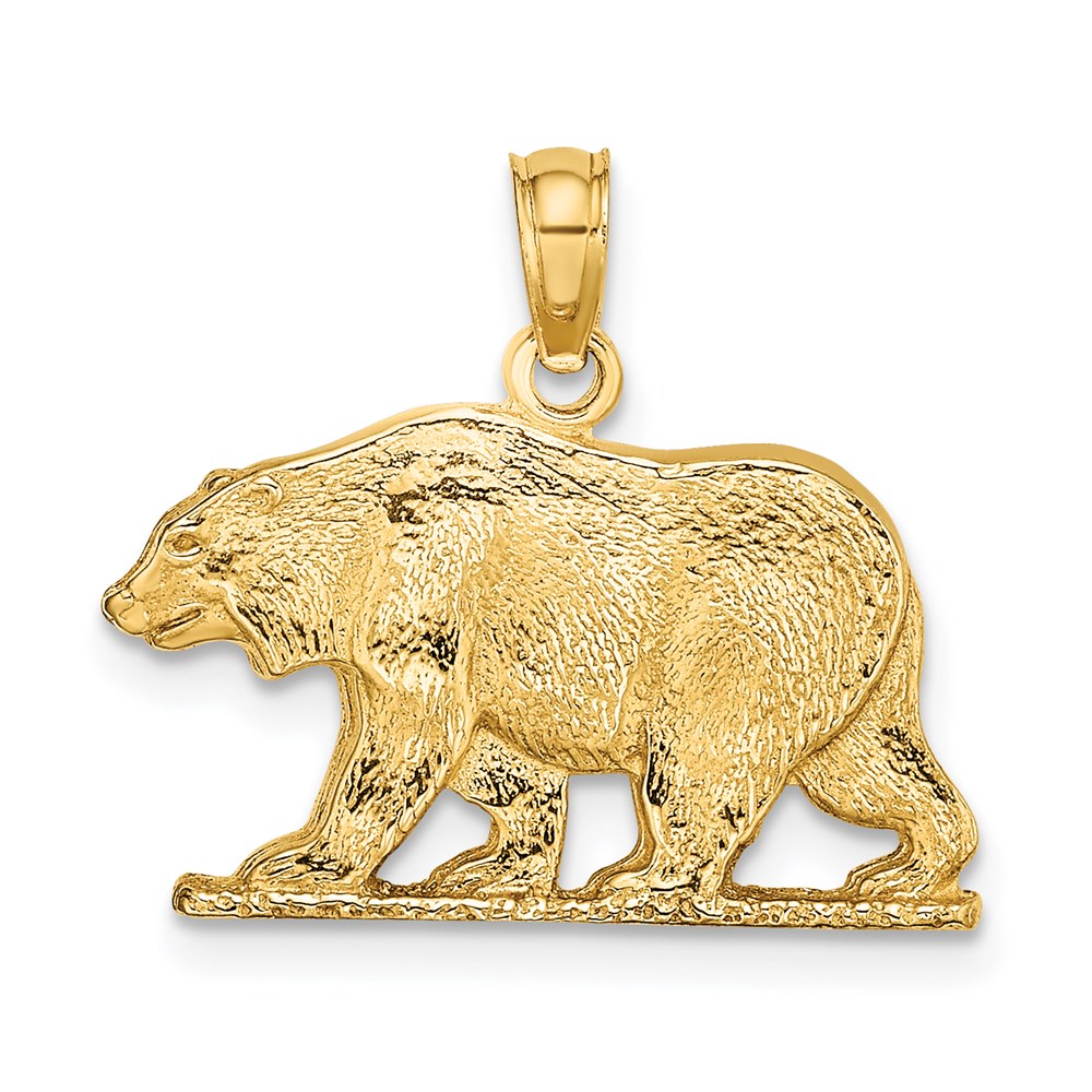 14K Gold Textured Bear Pendant - Charlie & Co. Jewelry